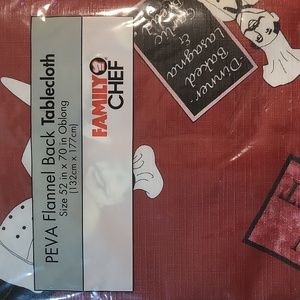 NWOT Family Chef Flannel Back Tablecloth